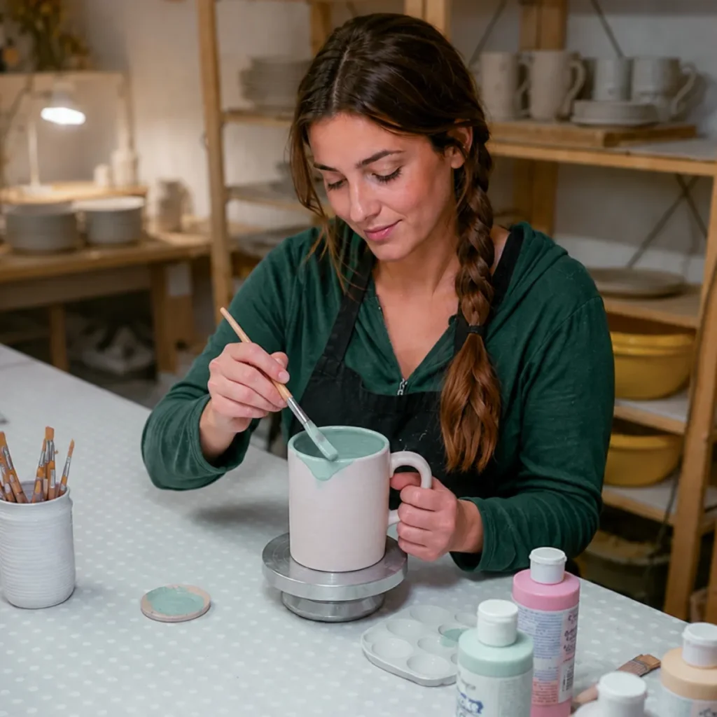 Atelier d'émaillage au pinceau