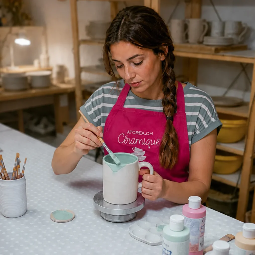 Atelier d'émaillage au pinceau