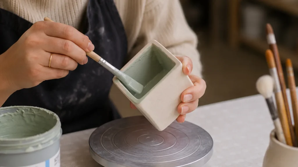Atelier d'émaillage au pinceau